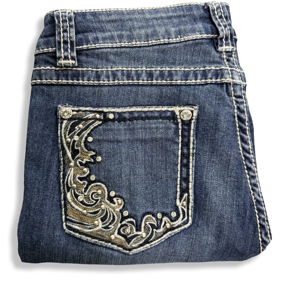 Reba Jeans Womens 8 Blue Bootcut Western Embroidered Rhinestone Stretch 30x30 - Picture 1 of 12